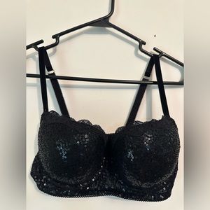 Sequined Black Bra